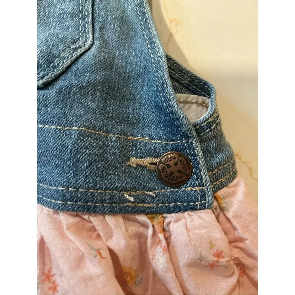 OshKosh Bgosh Overalls Sz 18 mo Denim Tulle Pink Floral